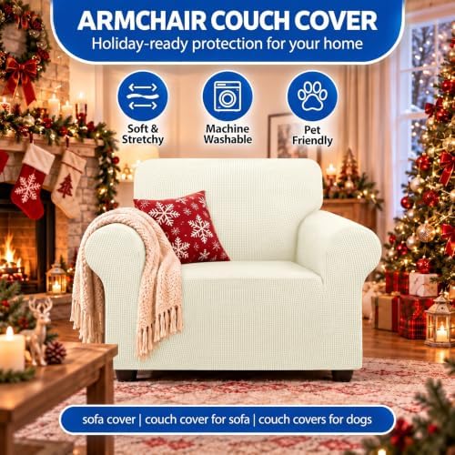 KEKUOU Stretch Chair Sofa Slipcover, Single Couch Cover,Beige