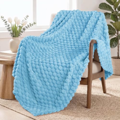 Exclusivo Mezcla Large 3D Fleece Throw Blanket for Couch, Blue