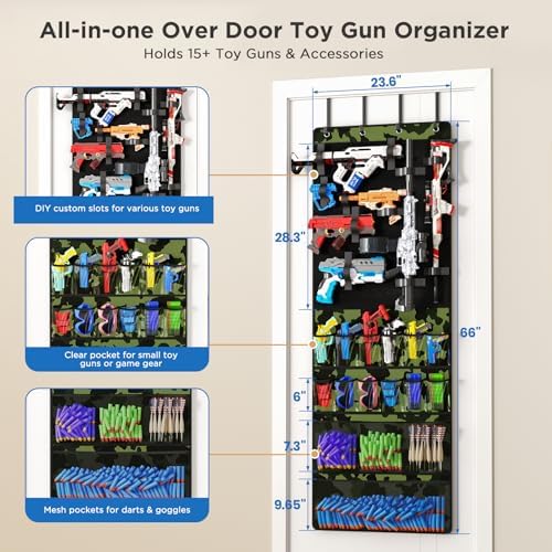 Mefirt Over Door Organizer for Nerf Guns, Toy Blasters Organizer Storage