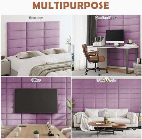 IFNOW Wall Mounted Headboard, Peel and Stick Panels, Dark Pink, King