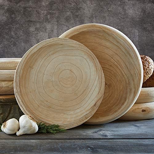 Santa Barbara Design Studio Wood Serving Bowl, Hand Carved Paulownia Wood Fruit Bowl/Decor, 11.5" Large, Natural