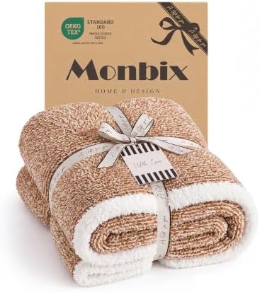 Monbix Soft Twin Blanket for Bed-Cozy Warm Reversible Knitted Blankets