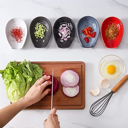 Hasense Spoon Rest for Stove Top, Spoon Holder for Kitchen Counter, Ceramic Cooking Spoon Holder for Ladle Spatula Tong and Spoon, Kitchen Utensil Rest for Home Coffee Bar Decor, Black, 2 PCS