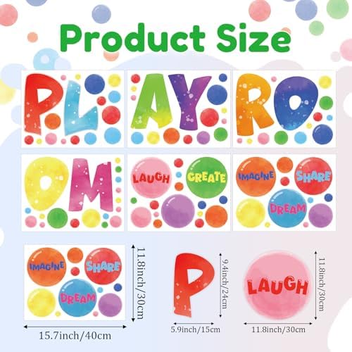 Cinrobiye Inspirational Quotes Wall Decals, Playroom Wall Decor, Laugh Imagine Share Dream Create Wall Stickers, Classroom Wall Decorations for Playroom, Preschool, Daycare, Learning Room