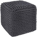 · REDEARTH · Cube Ottoman - Hand Knitted Boho Poof Footrest - Dark Gray