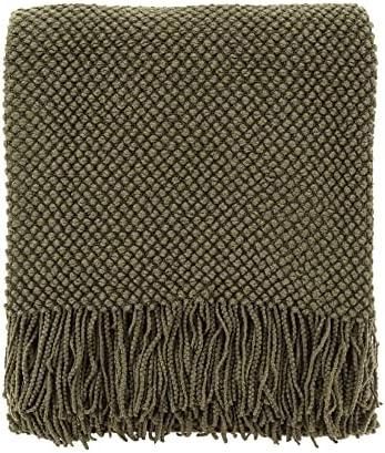 CREVENT Knitted Decorative Throw Blanket for Couch Sofa Chair Bed, Soft Breathable Lightweight for Spring Summer Fall (50''X60'' Green Dot)