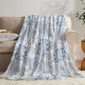 Neasow Teal Fleece Throw Blanket, Light Blue Paisley Design Floral Cozy Decor Nap Blankets for Sofa Bed Couch Chair or Dorm Throws 60×80 inches