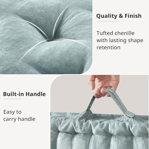 Intelligent Design Floor Pillow, Large Cushion for Meditation, 24x24 Aqua