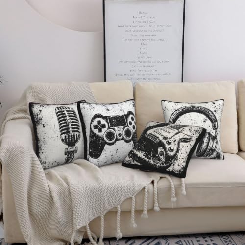Rock Music Decorative Throw Pillow Covers 18x18 Inch Set of 4