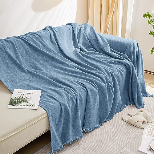 MEETSKY Sofa Slipcover Sofa Covers for 3 Cushion Couch Cover for L Shaped Sectional Sofa Covers Couch Protector Thick Chenille Fabric Washable, Modern Sofa Towel for Living Room, 91" x 134", Blue