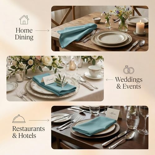 ACCENTHOME Accent Home 100% Cotton Napkins, Delicate Cloth Napkins for Dinners, Parties and Weddings，18 x 18 Inch Set of 12 - Blue