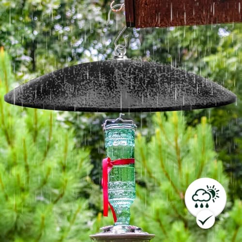 19.25-Inch Extra Large Squirrel Baffle,Hummingbird Feeder Shade Dome Cover, Bird Feeder Rain Guard, Hanging Squirrel Proof for Shepherd's Hook Outdoors (Black) 2 Pack
