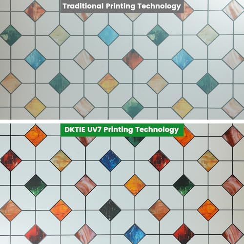 DKTIE Stained Glass Window Film Geometric Patterns 17.7in X 118.1in