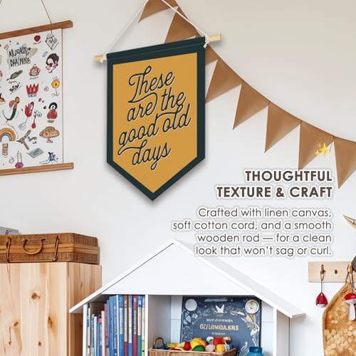 Wheatwin These Are The Good Old Days Sign, Vintage Wall Decor Pennant Flag, Motivational Positive Wall Decor for Kids Nursery Bedroom Playroom Home Office 15x11 Inch