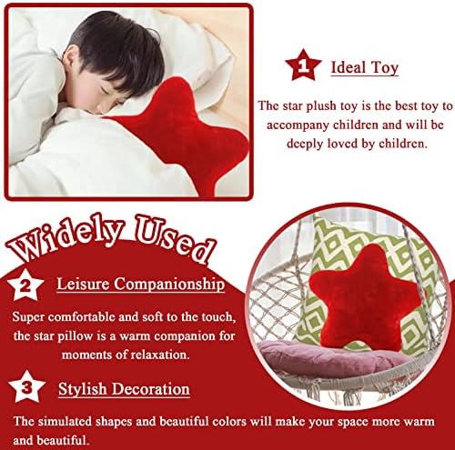 zhidiloveyou Star Pillow Plush Red Stuffed Star Shaped Pillow Toy 15.7 inch