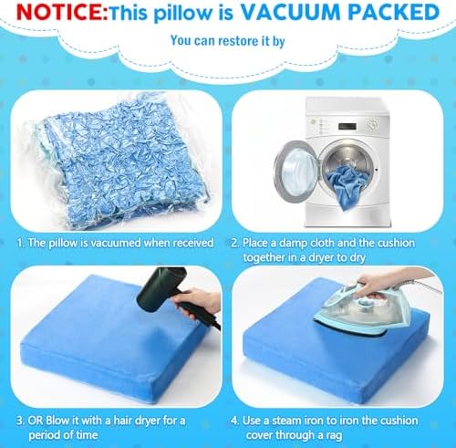 GlikCeil 8 Pcs Square Floor Pillow Cushions for Kid Classroom 15'', Blue