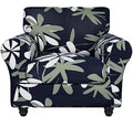 SearchI Stretch Sofa Cover Printed Couch Covers, Floral Pattern 2 Piece Armchair Slipcover with Separate Chair Cushion Cover, Washable Furniture Protector for Living Room(Chair, Navy Blue)