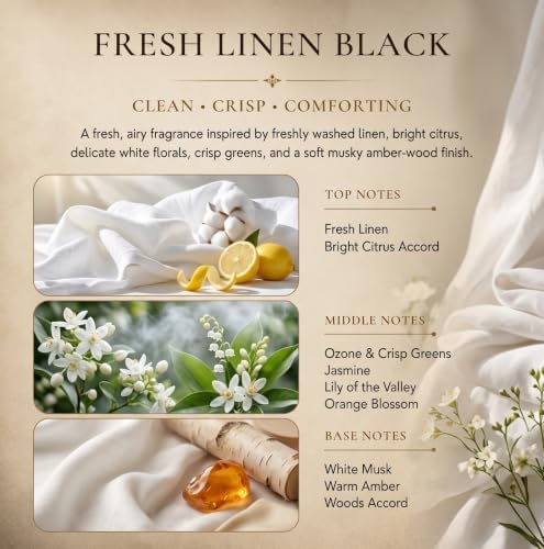 Black Reed Diffuser Sticks in Oil Set with Fresh Linen Scent | Long-Lasting Reed Diffusers for Home, Office & Bedroom Decor Fragrance Diffuser | BunnyTail Pink Dried Flowers | (5 oz)