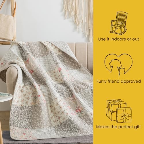 SLPR - Cotton Quilted Throw Blanket, 50" x 60", Walk in the Cotswolds