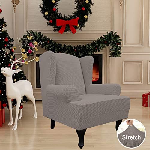 Easy-Going Stretch Large Wingback Chair Sofa Slipcover Taupe