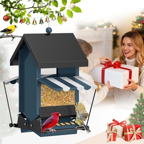 Squirrel Proof Metal Hanging Bird Feeder for Outdoors, 5LB