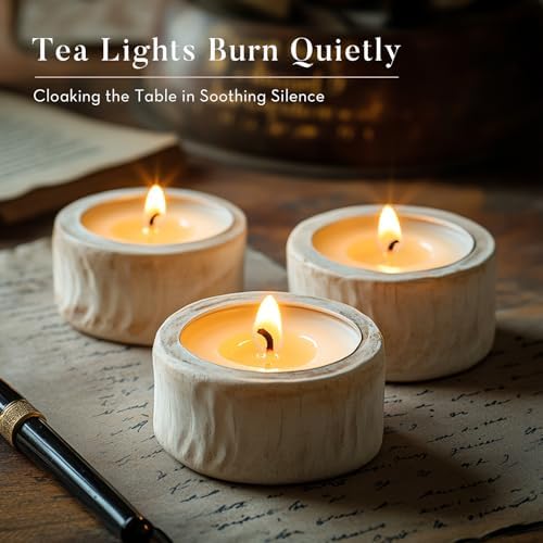 Ashlux 50-Pack Unscented Palm Wax Tea Lights Candles,6 Hours Burn