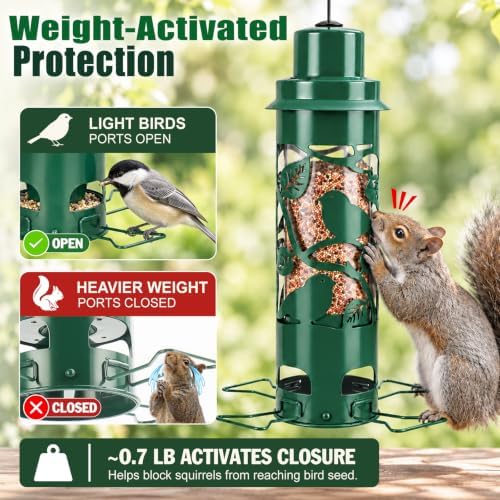 FEED GARDEN Squirrel Proof Bird Feeder for Outdoors Hanging, 2.5LB Capacity
