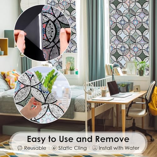 DKTIE Static Cling Decorative Window Film Easy to Install 35.4" x 78.7"