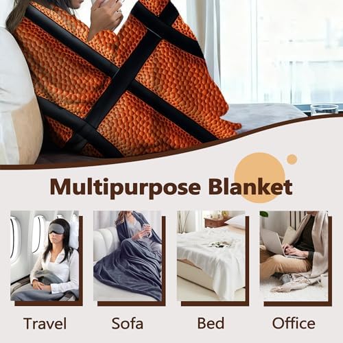 Basketball Fall Throw Blanket,Cool Cozy Plush Fluffy Blanket for Living Room Decor,Lightweight Fleece Throws for Couch,Bed,Traveling,Naps,Reading,40 X 50 Inch