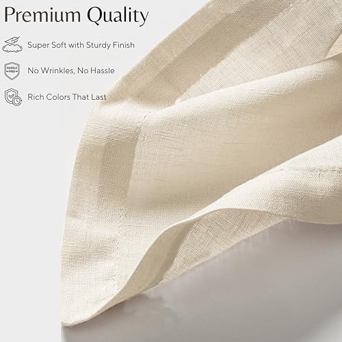 Ramanta Home Natural Linen Flax Cloth Napkins Set of 4, 18x18 Inches