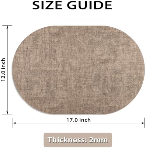Faux Leather Oval Placemats Set of 4, Apricot