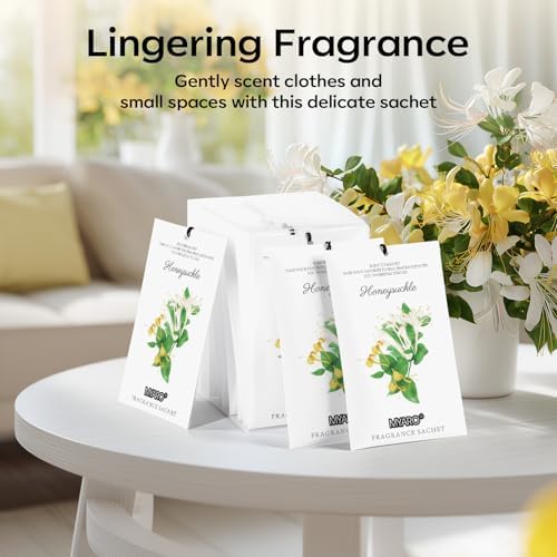 MYARO 12 Pack Honeysuckle Scented Sachets, Closet Deodorizer Car Freshener