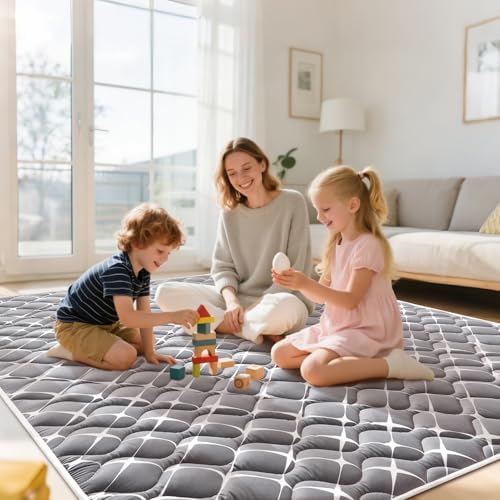 Baby Play Mat - 72" X 48",Premium Thicker Foam Machine Washable, Extra Large Anti-Slip Soft Cushioning Foam Playmats for Babies and Toddlers, Foldable Baby Crawling Mat for Playpen