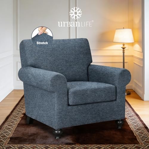 URBANLIFE 2-Piece Stretch Sofa Covers for 1 Cushion Couch, Dusk Blue Gray