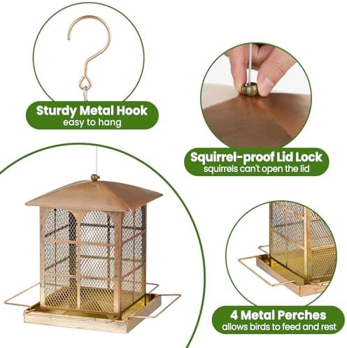 Large Bird Feeder, 5LB Seed Capacity Bird Feeders for Outdoors Hanging