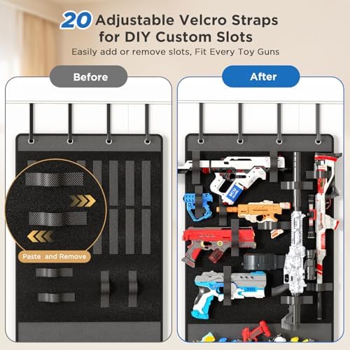 Mefirt Over the Door Organizer for Nerf Guns, Hanging Toy Blasters Storage