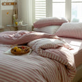 AOJIM Jersey Knit Reversible Duvet Cover Twin XL 3Pcs Soft Striped Bedding