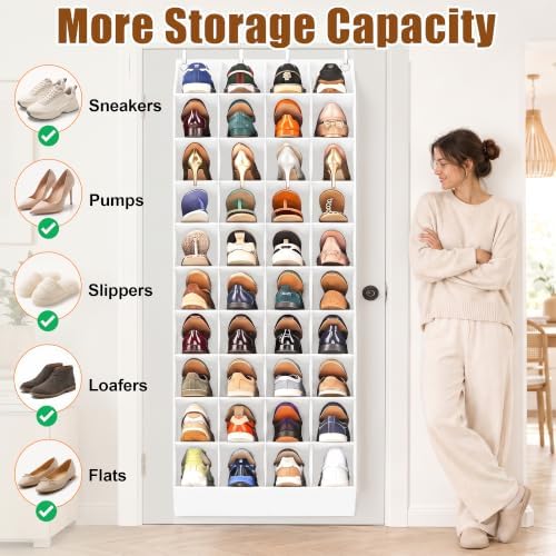 30-40 Pairs Over the Door Shoe Organizer, 10-Tier Door Shoes Rack