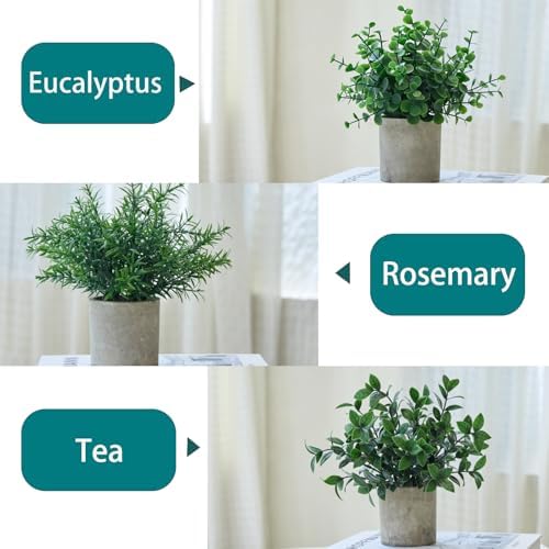 3 Pack Small Potted Fake Plants for Desk Shelf Bedroom Decor