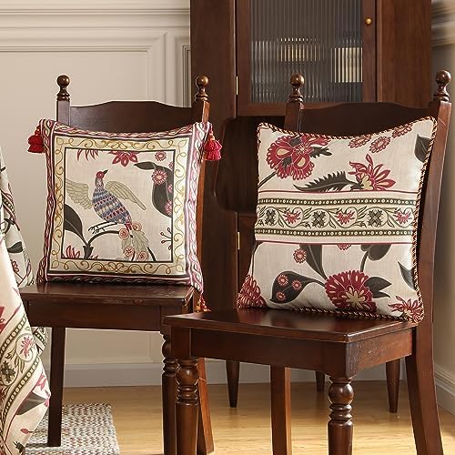 patdrea Designer Vintage French Throw Pillow Cover,18"x18",Set of 2