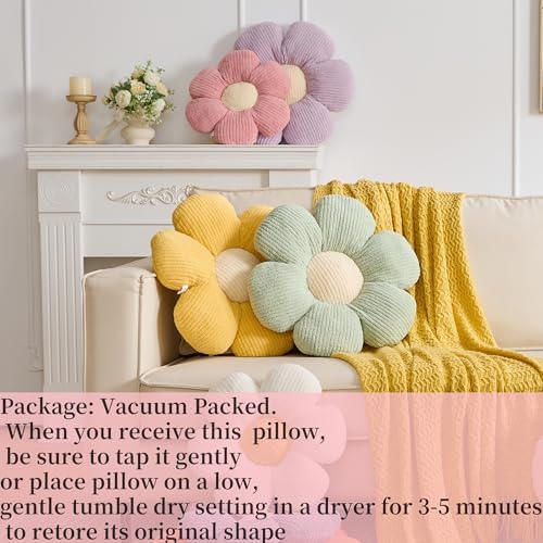 Flower Pillow,15.75" Daisy Pillow Blue Throw Pillows