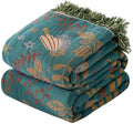 Bailix Boho Throw Blanket, 100% Cotton, Woven Bird Pattern, 50"x60"