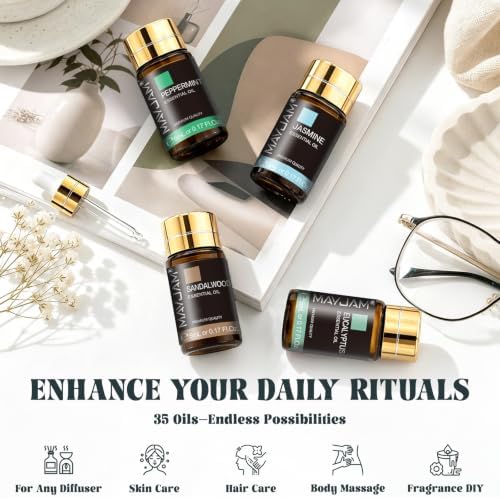 MAYJAM 35x5ML Essential Oil Set for Diffuser Massage Soap Candle Making