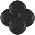 Beaded Placemats Set of 4, 13 Inch Round, Grey Charcoal
