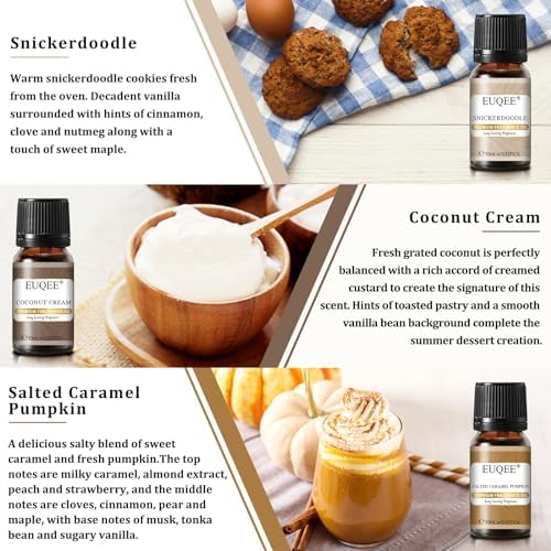 EUQEE 6PCS Premium Fragrance Oils for Homemade Bread for Candle Making