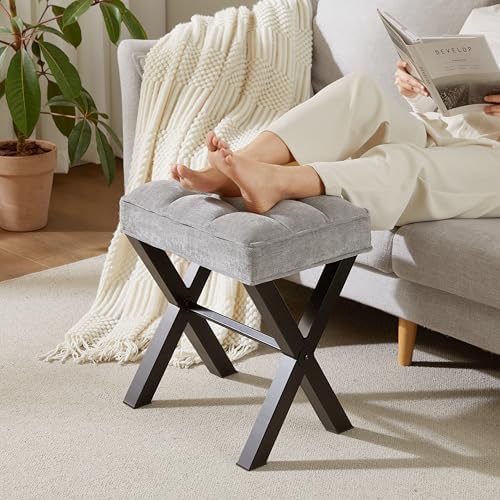 Royal Windsor Vanity Stool,Small Makeup Chair with Metal X Legs