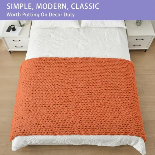 Bigacogo Chunky Knit Throw Blanket for Couch, 40x80 inches, Terracotta