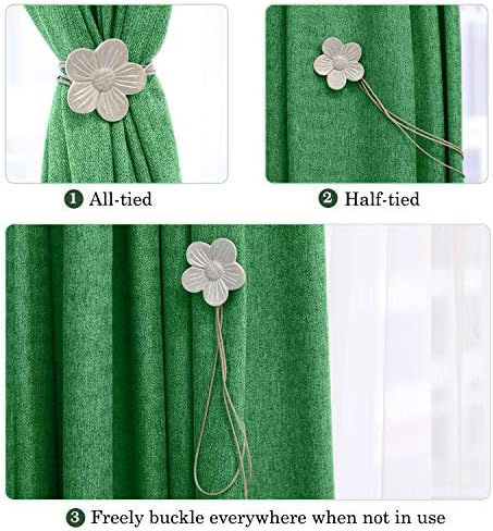Lewondr Magnetic Curtain Tiebacks, Flower Vintage Curtain Holdbacks, Silver