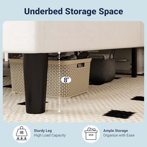 Allewie King Size Bed Frame, Storage Headboard & Charging Station, White