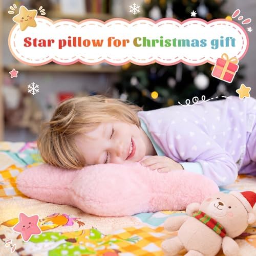 Soaoo 5 Pcs Star Fluffy Pillow Star Shape Pillow, Rainbow Mix